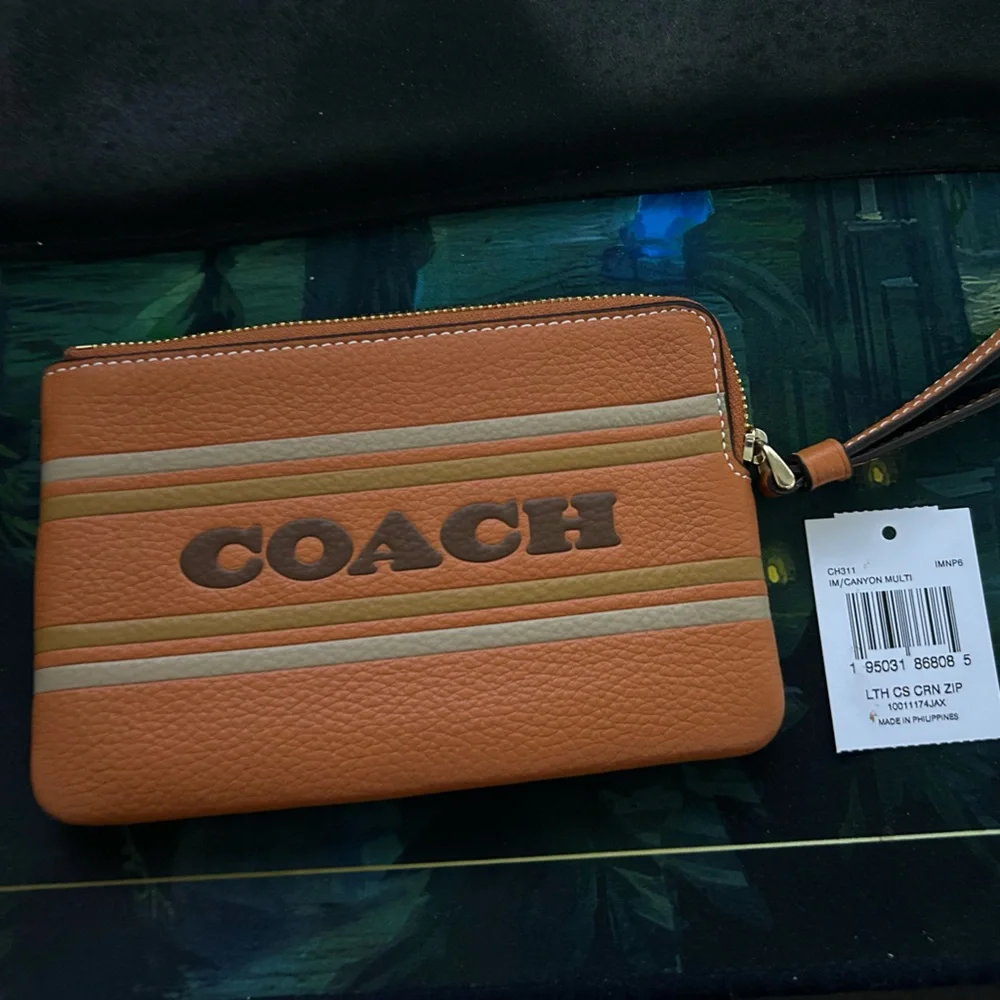 Coach Brown Wristlet with Logo - Picture 1 of 3